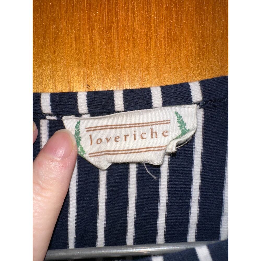 Loveriche Black and White Ruffled‎ Short Sleeve Striped Shirt Size Large - Picture 4 of 7